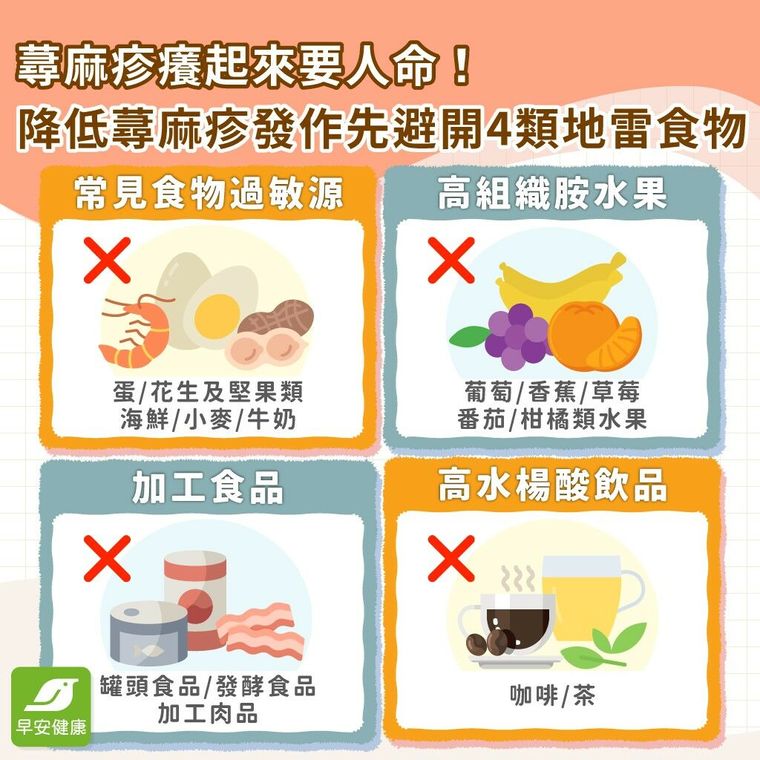 蕁麻疹不能吃什麼?建議食物、病因、保養&止癢方法